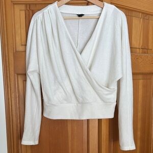 Ann Taylor Cream Wrap Sweater